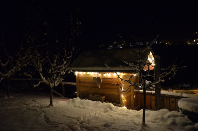 Sauna esterna notturna